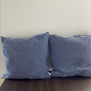 Calvin Klein Blue and White Striped Pillows